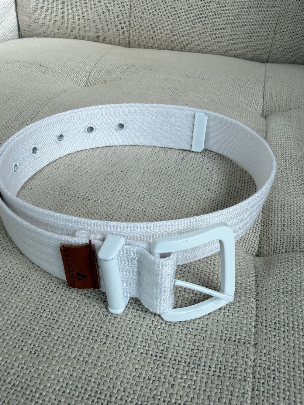 LIZ CLAIBORNE White Sporty Woven Belt Preppy Summer Casual Utility Athleisure